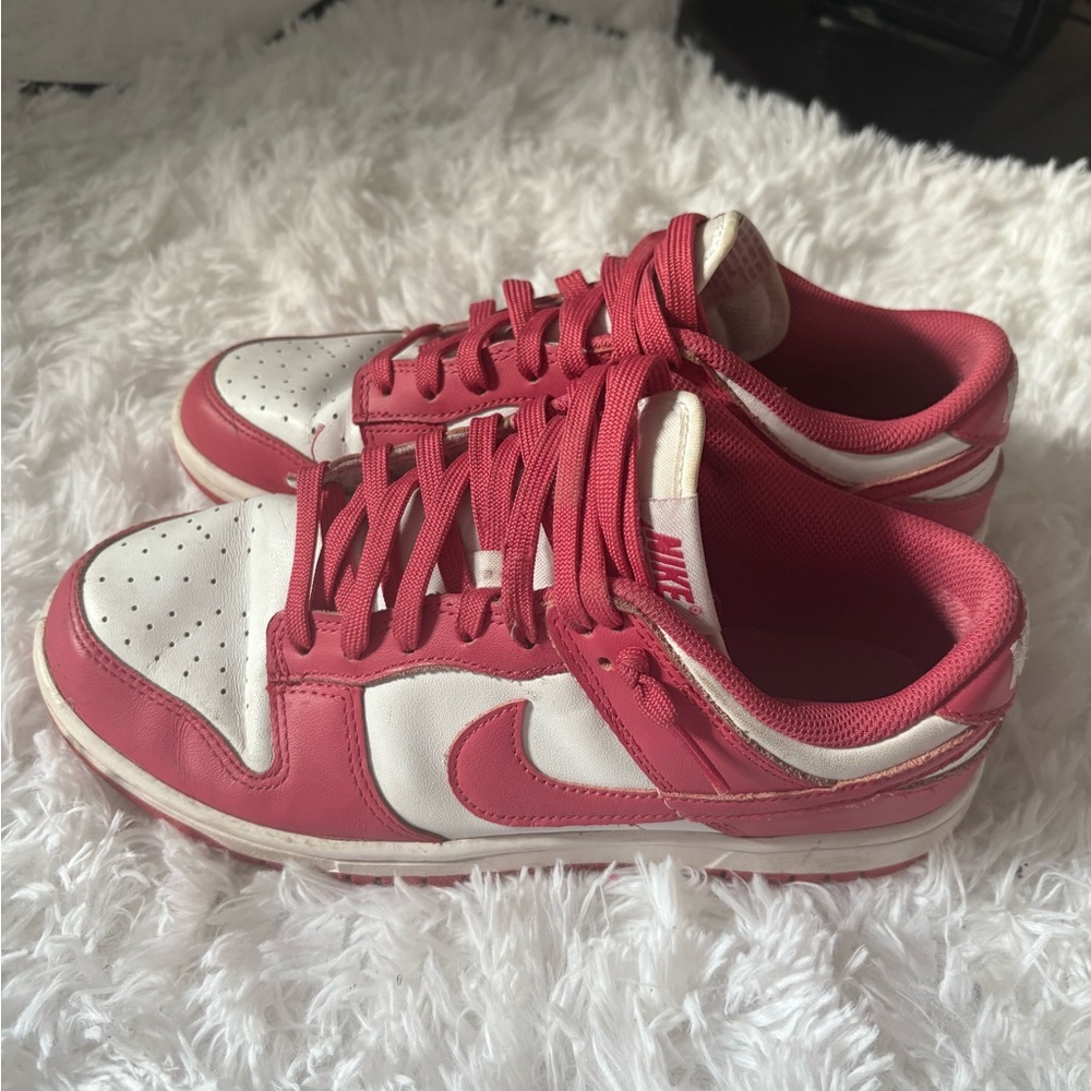 Nike Women's Pink and White Dunks